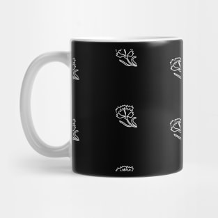 White flower on a black background. Floral theme Mug